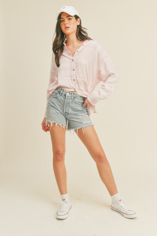 Pink Oversized Button Up Shirt