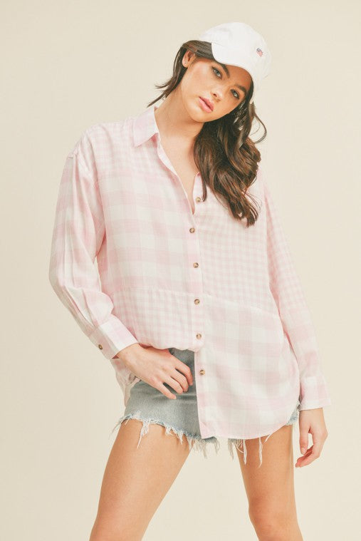 Pink Oversized Button Up Shirt