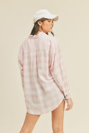 Pink Oversized Button Up Shirt