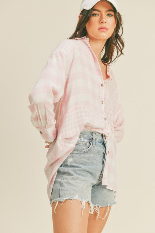 Pink Oversized Button Up Shirt