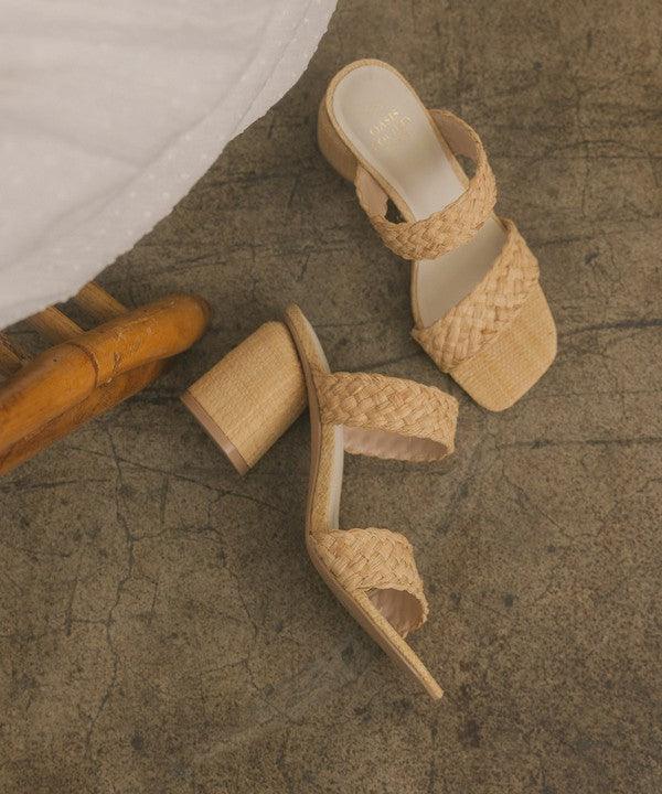 Kayla - Raffia Sandal Heel - Sunday Golden