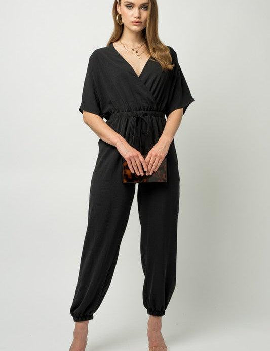 Dolman Sleeve Surplice Jumpsuit - Sunday Golden