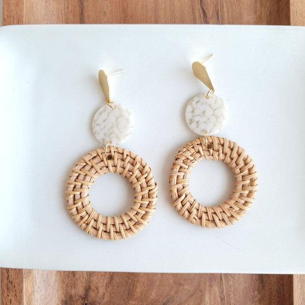 Lana Dark Rattan Earrings - Sunday Golden