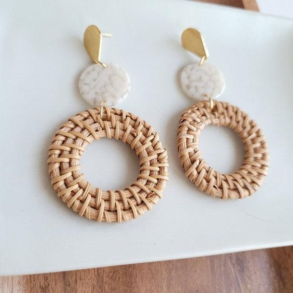 Lana Dark Rattan Earrings - Sunday Golden