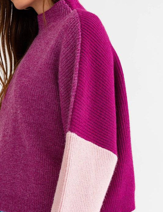 Color Block Oversized Sweater - Sunday Golden