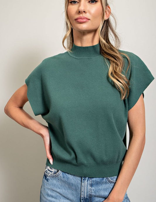 Mock Neck Short Sleeve Top