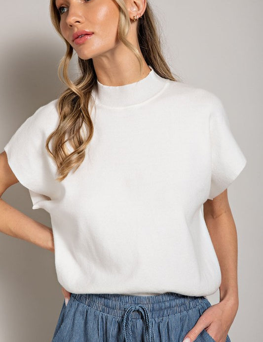 Mock Neck Short Sleeve Top