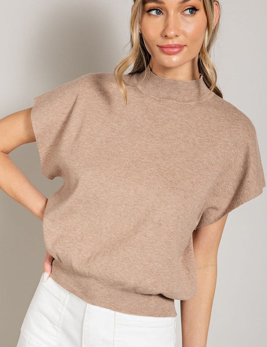 Mock Neck Short Sleeve Top