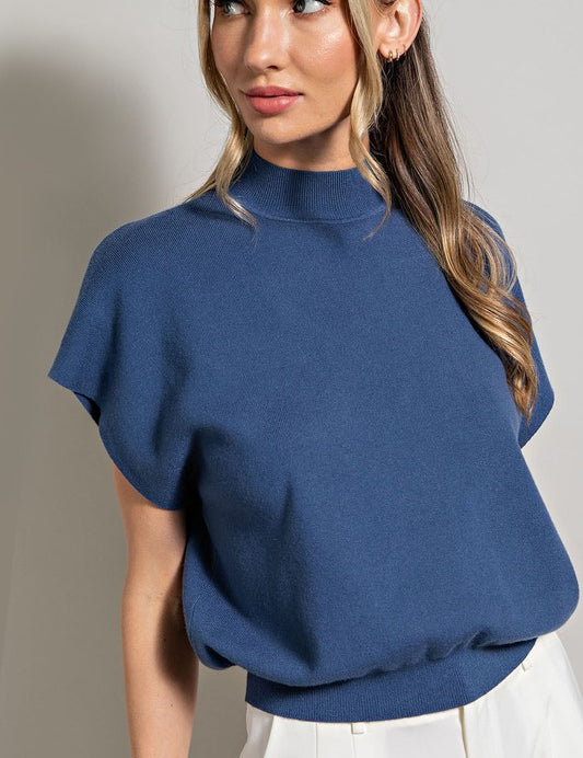 Mock Neck Short Sleeve Top