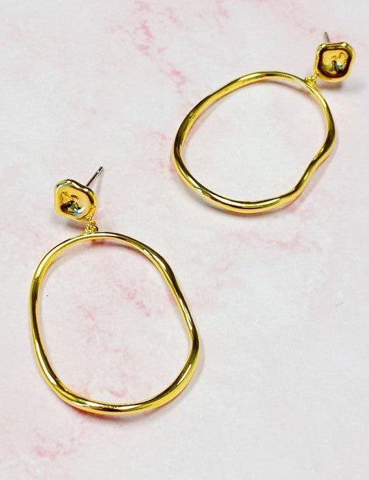 Modern Molten Oval Drop Earrings - Sunday Golden