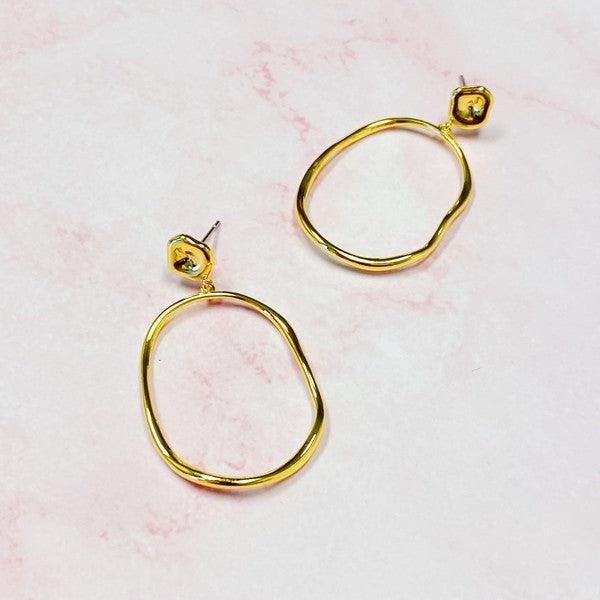 Modern Molten Oval Drop Earrings - Sunday Golden