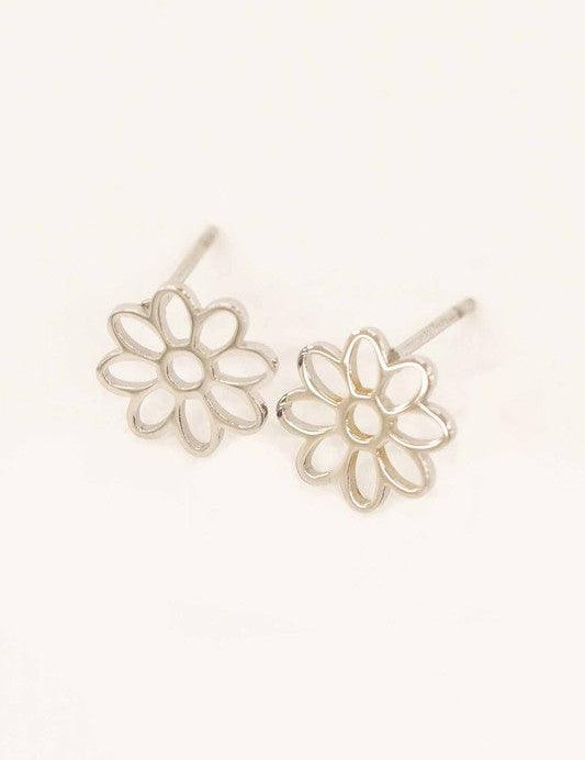 Daisy Outline Stud Earrings - Sunday Golden