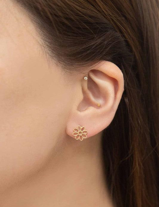 Daisy Outline Stud Earrings - Sunday Golden