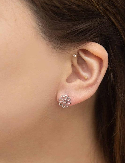 Daisy Outline Stud Earrings - Sunday Golden