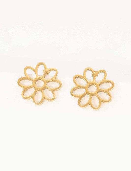 Daisy Outline Stud Earrings - Sunday Golden