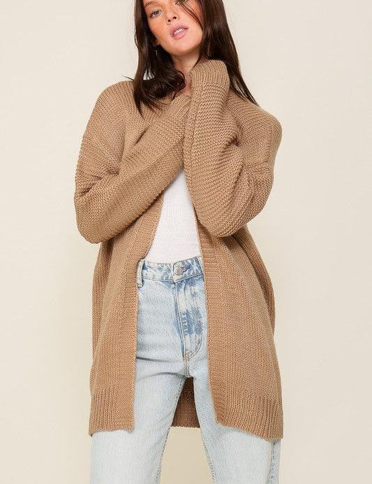 I heart you Long Sleeve Open Front Cardigan With Back Heart - Sunday Golden