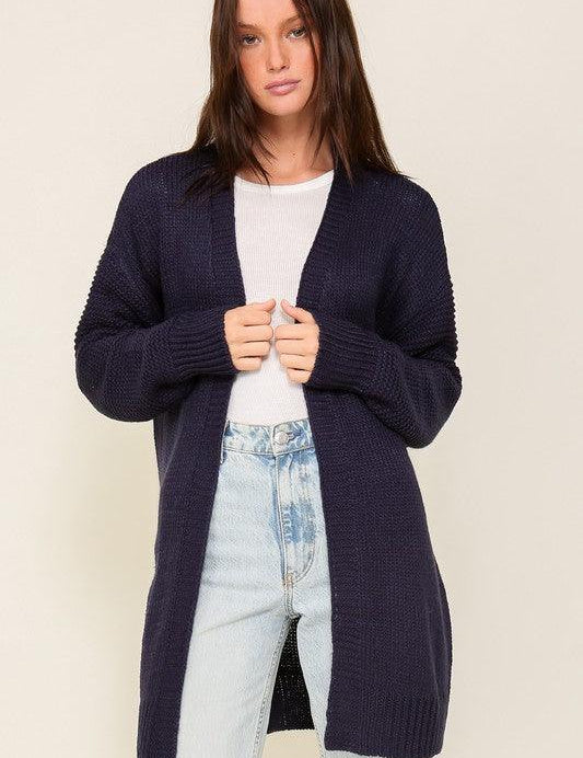 I heart you Long Sleeve Open Front Cardigan With Back Heart - Sunday Golden