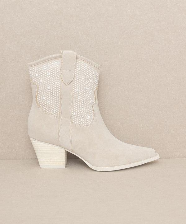 Cannes - Pearl Studded Western Boots - Sunday Golden