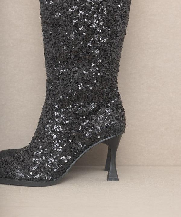 Jewel - Knee High Sequin Boots - Sunday Golden