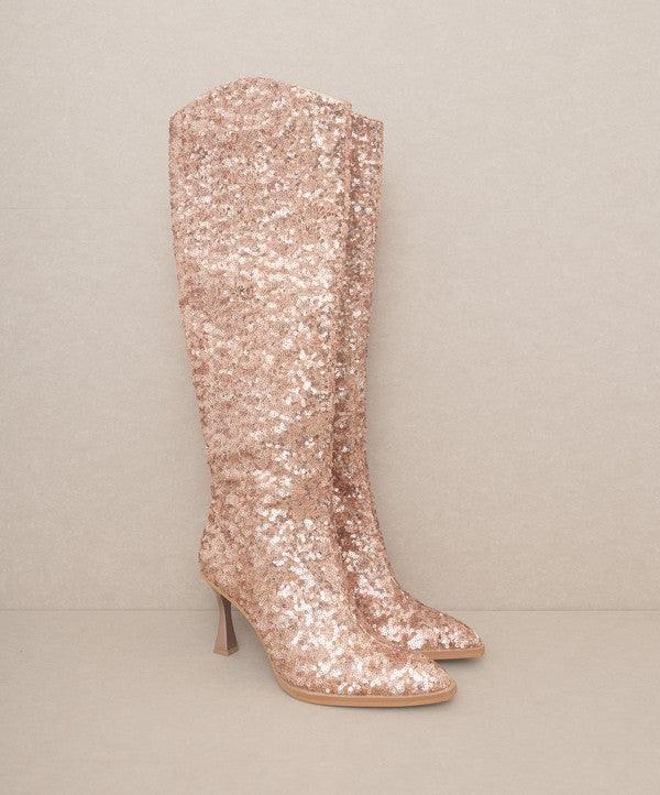 Jewel - Knee High Sequin Boots - Sunday Golden