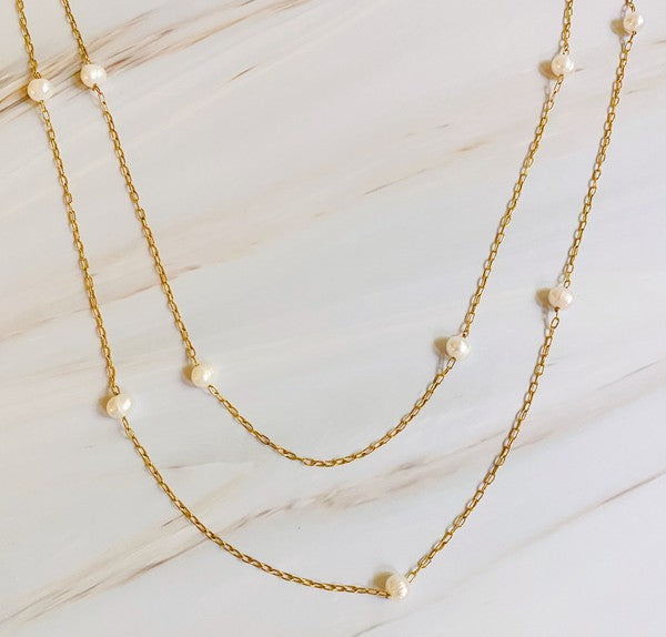 Talia Freshwater Pearl Long Chain Necklace