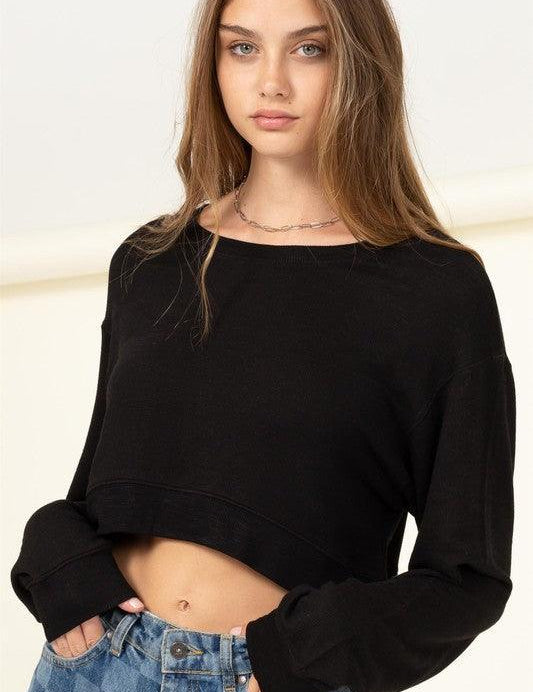 Soul Mate Drop Shoulder Cropped Sweatshirt - Sunday Golden