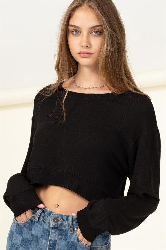 Soul Mate Drop Shoulder Cropped Sweatshirt - Sunday Golden