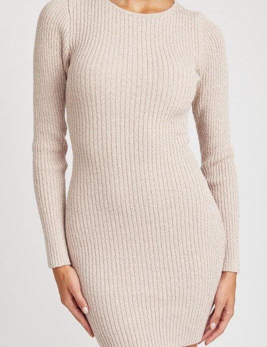 Lullah Ribbed Long Sleeve Mini Dress - Sunday Golden