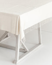 Riviera Cotton Tablecloth. Measures: 50 x 50 inches. hand-woven in Ethiopia from local hand-spun cotton. Natural Color.