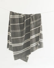  Bath Towel. Measures 38 x 72 inches. Machine wash and dry. ed as bath towels, lightweight shawls and accent throws. AZO-free dyes. hand-woven in Ethiopia. Grey with Natural. 