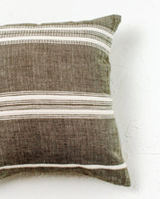  18" Aden Throw Pillow Cover. Grey With Natural. measures 18" x 18". Ethically crafted in Ethiopia