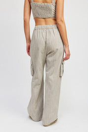 Striped Cargo Pants with Drawstring - Sunday Golden