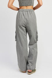 Striped Cargo Pants with Drawstring - Sunday Golden