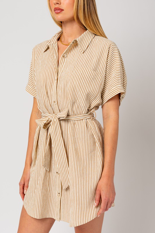 Heidi Half Sleeve Button Down Shirt Dress