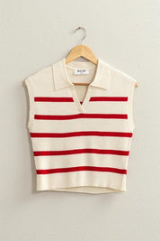 Striped Polo Vest - Sunday Golden