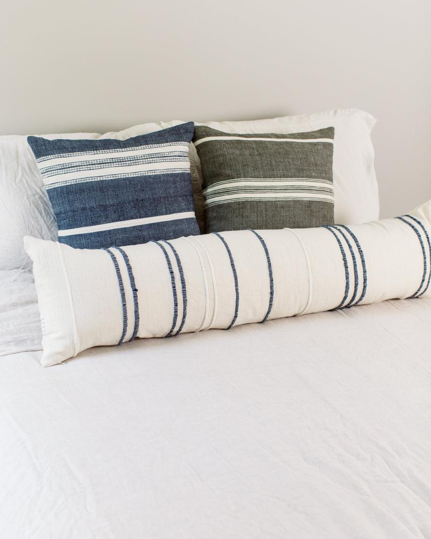 Navy Ribbons Lumbar Pillow Cover | 12 X 48" - Sunday Golden