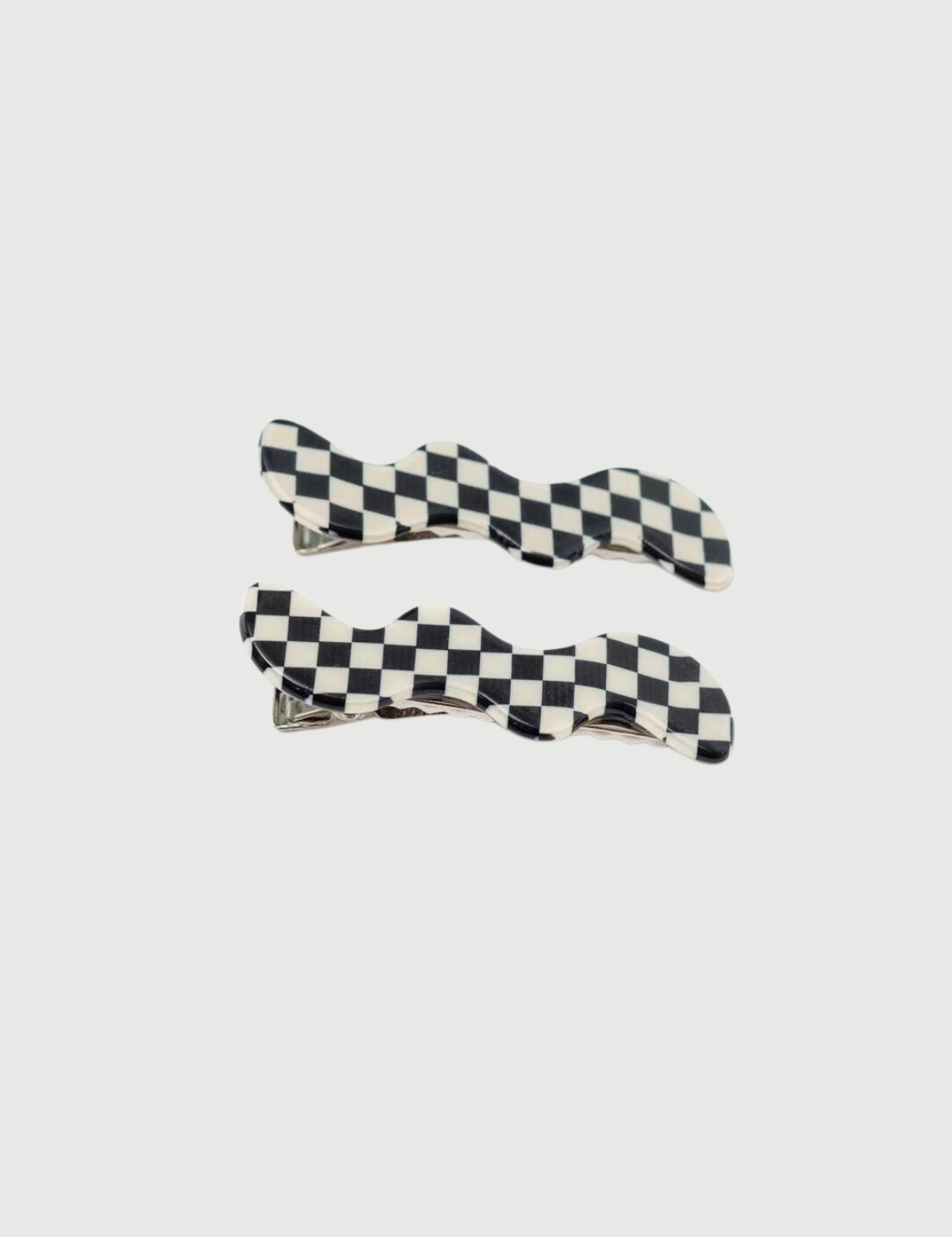 Checkered Wavy Hair Clip Set. Black and white  hair clip set. Wavy Hair Clip. 