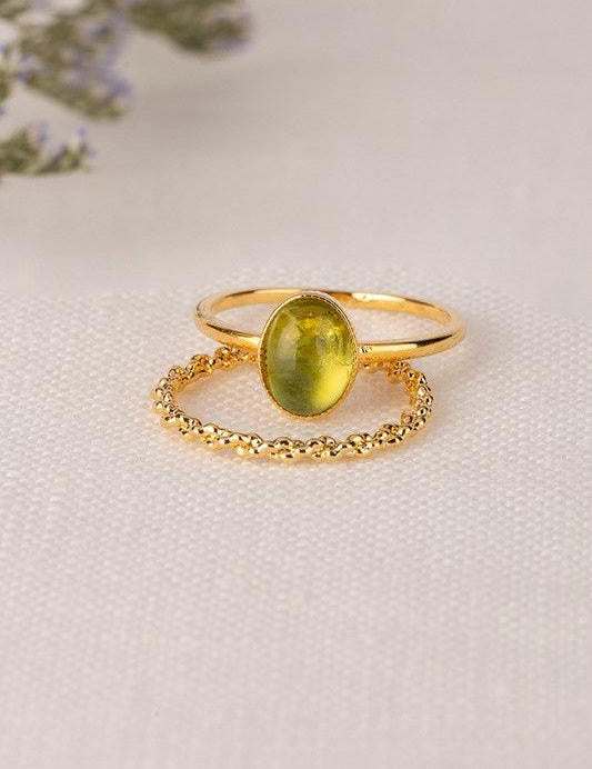 Natural Stone Ring Set - Sunday Golden