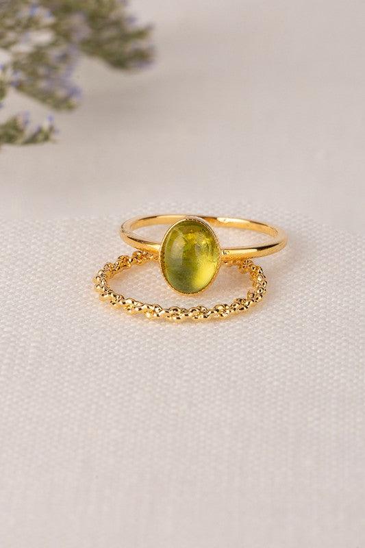 Natural Stone Ring Set - Sunday Golden