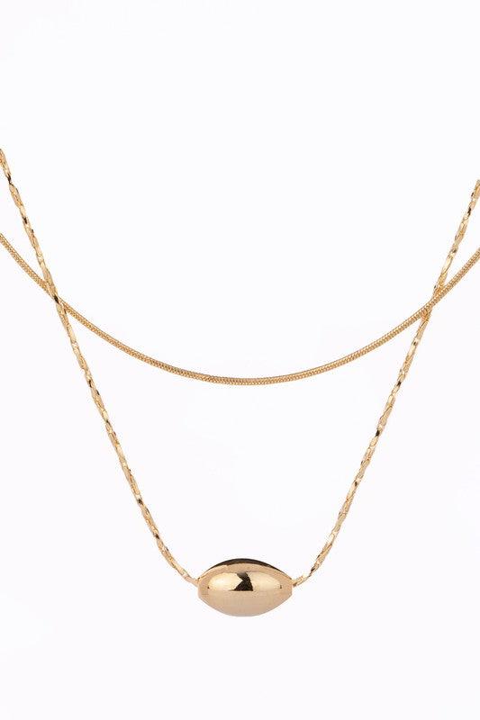 2 Layers Oval Pendant Necklace - Sunday Golden