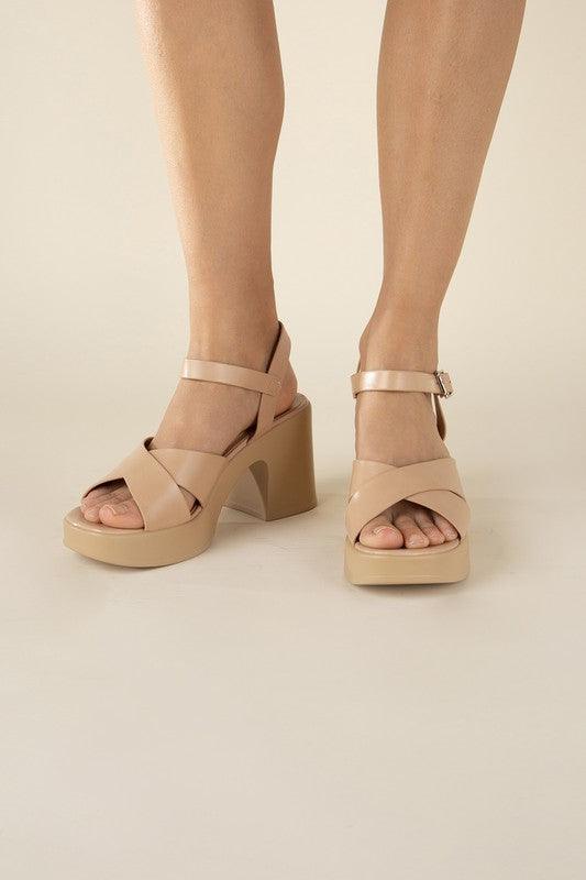 Tara Crisscross Sandal with Heel - Sunday Golden