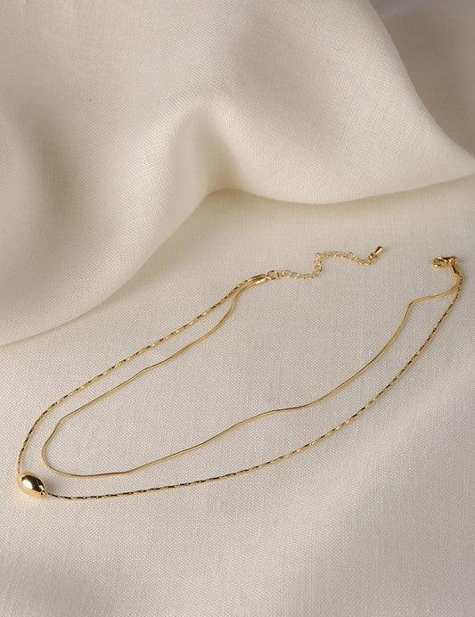 2 Layers Oval Pendant Necklace - Sunday Golden