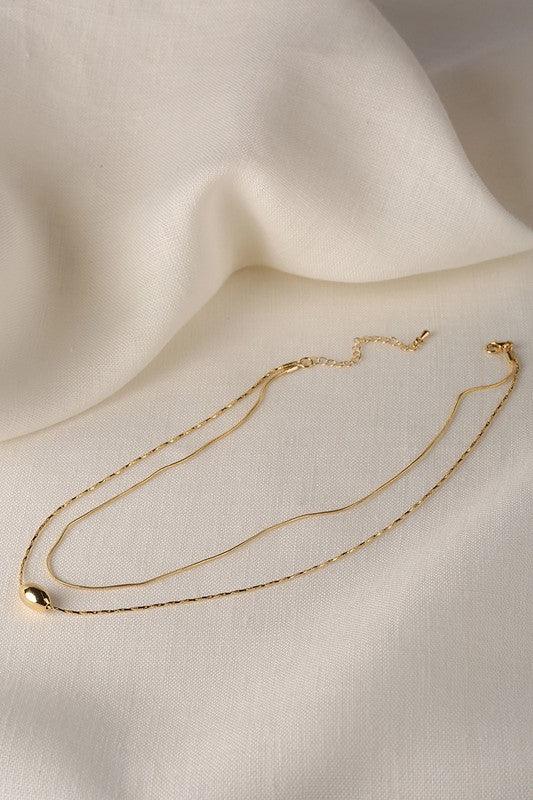 2 Layers Oval Pendant Necklace - Sunday Golden