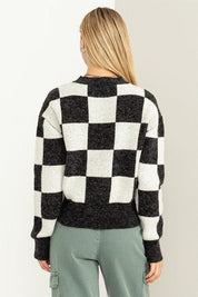  Checkered Long Sleeve Sweater