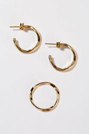 Ripple ring and earring set - gold - Sunday Golden