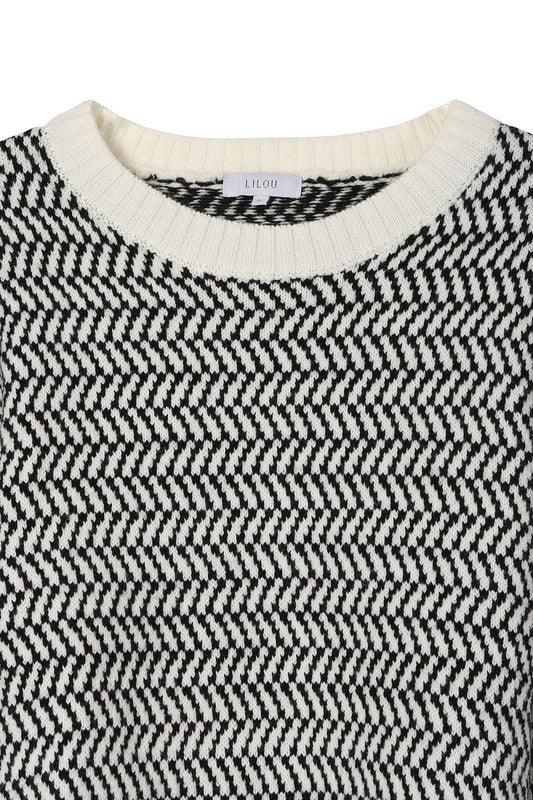 Aria Herringbone Crew Neck - Sweater - Sunday Golden