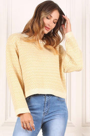 Aria Herringbone Crew Neck - Sweater - Sunday Golden