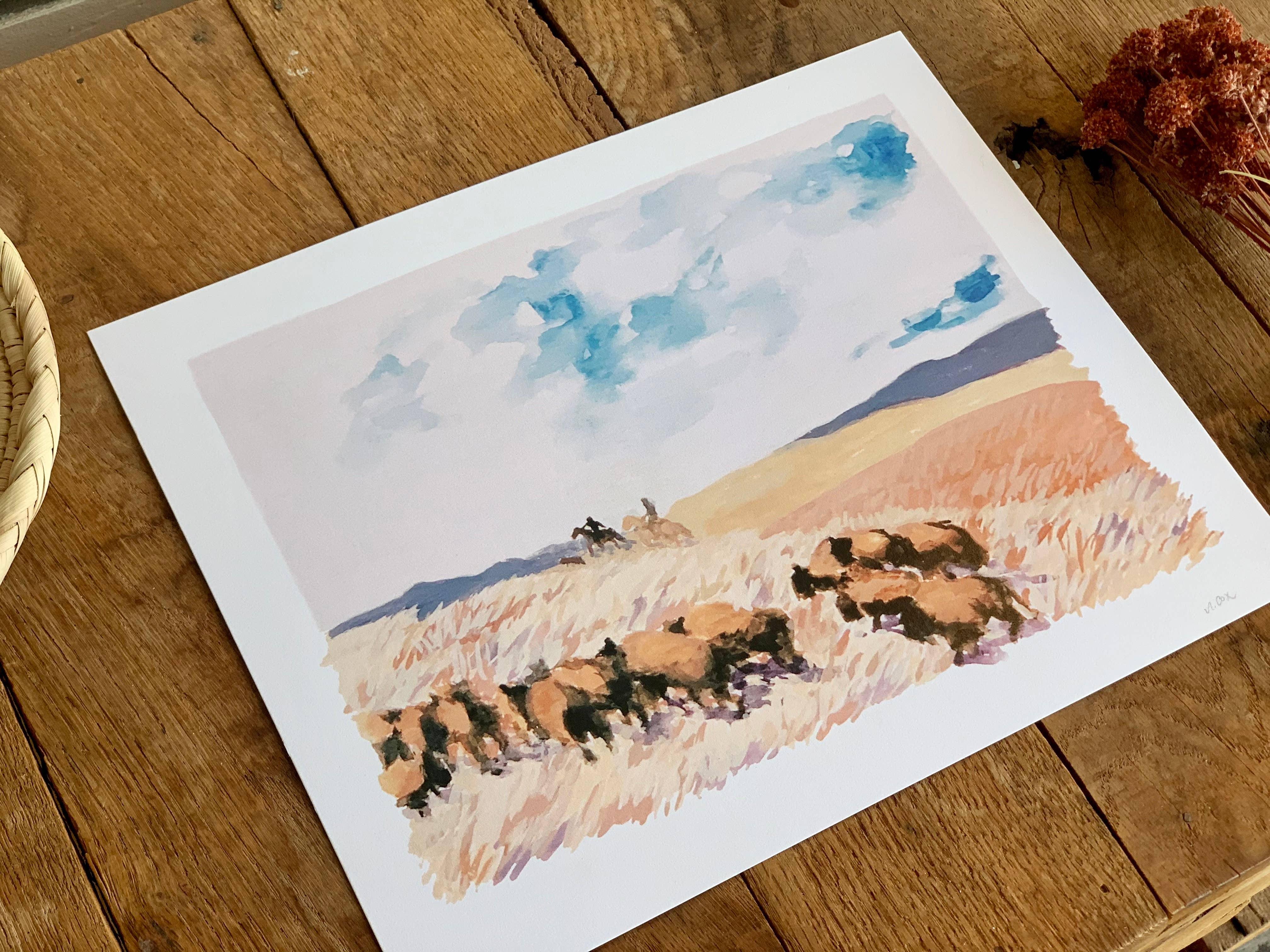 Bison Herd Landscape | 8x10 Art Print - Sunday Golden