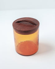 Hammered Glass Canisters With Wood Lid | Handblown in India - Sunday Golden