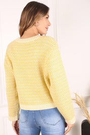 Aria Herringbone Crew Neck - Sweater - Sunday Golden